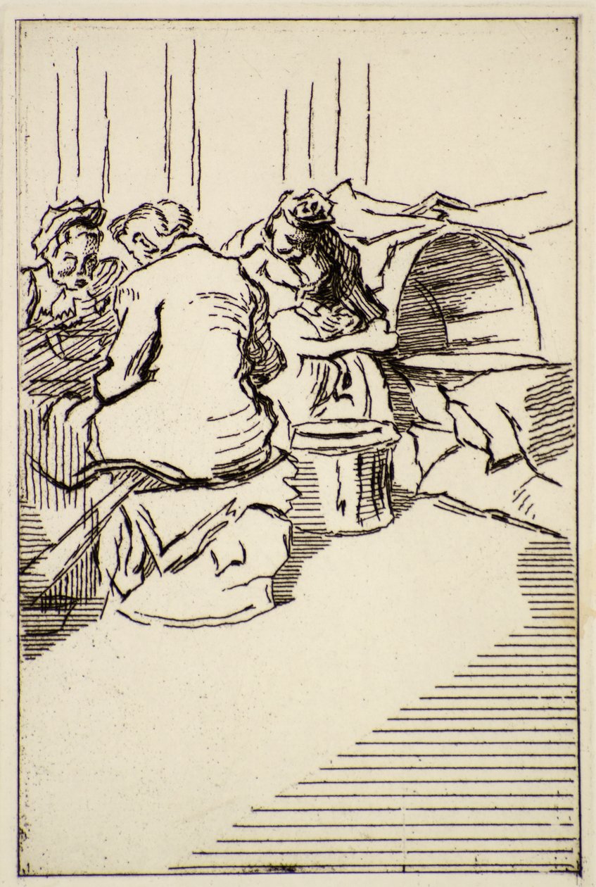 Tre kvinner sittende, 1900-tallet (radering) av Therese Lessore
