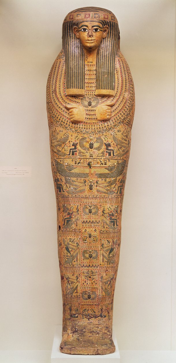 Egyptisk kiste til en navnløs person dekorert med rituelle scener, ca. 1050 f.Kr. (tre) av Third Intermediate Period Egyptian