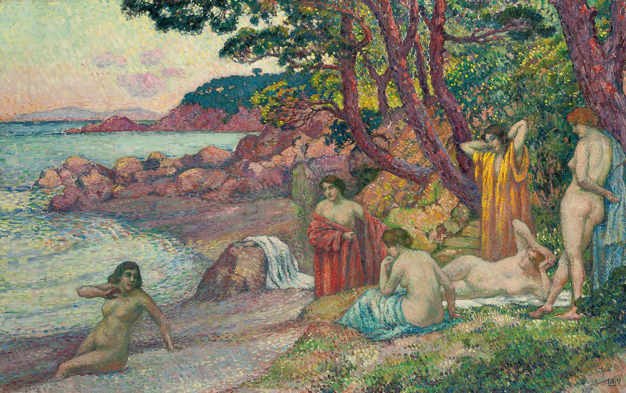 Badende på Cap Benat, 1909 av Théo van Rysselberghe