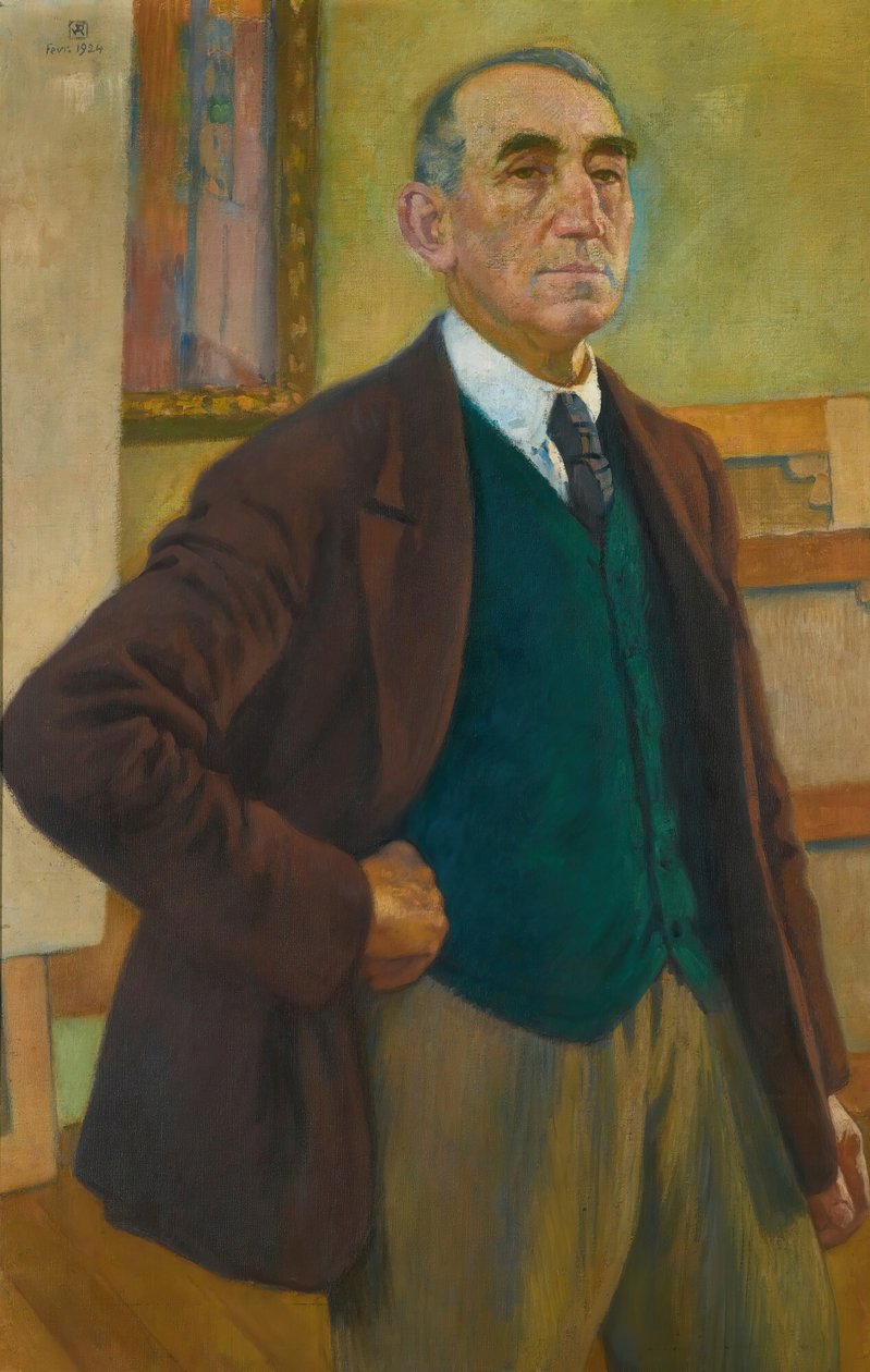 Selvportrett i en grønn vest, 1924. av Théo van Rysselberghe