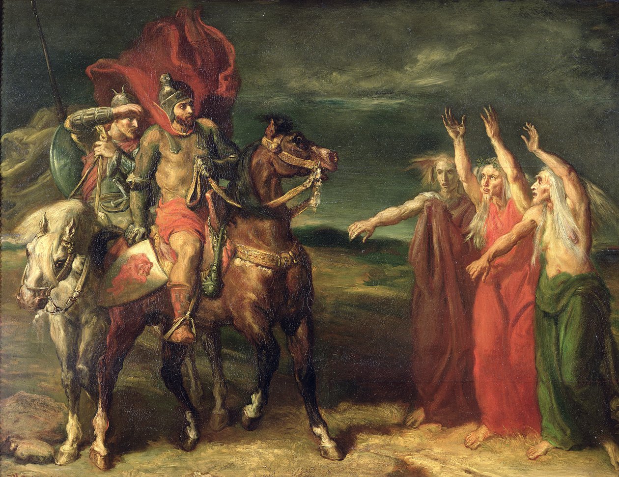 Macbeth og de tre heksene, 1855 av Théodore Chassériau