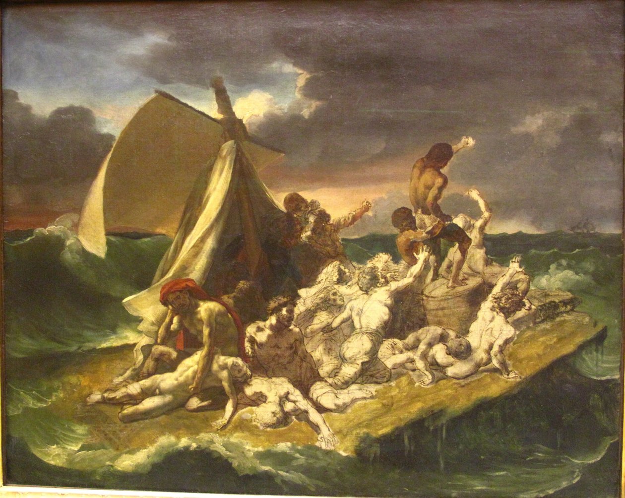 Skisse av flåten i Medusa av Theodore Gericault