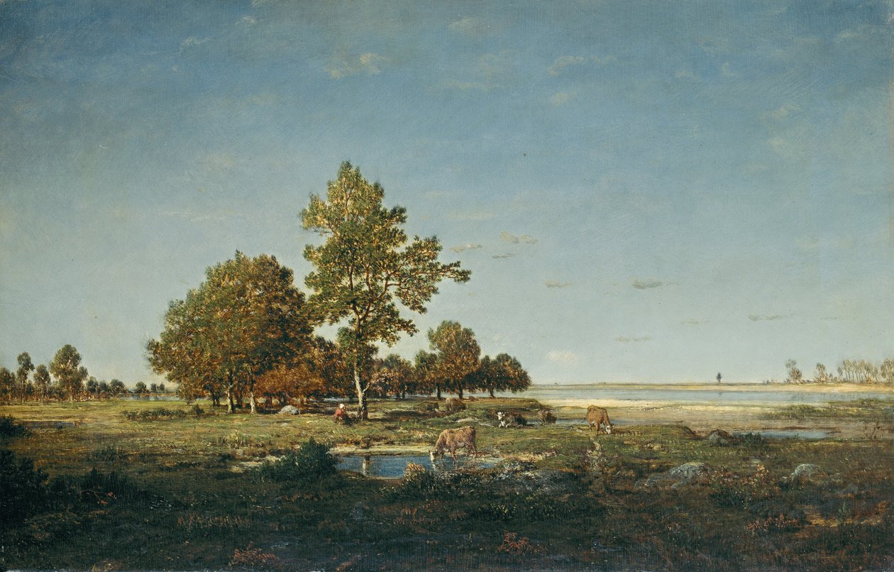 Landskap med en klump trær av Pierre Etienne Theodore Rousseau