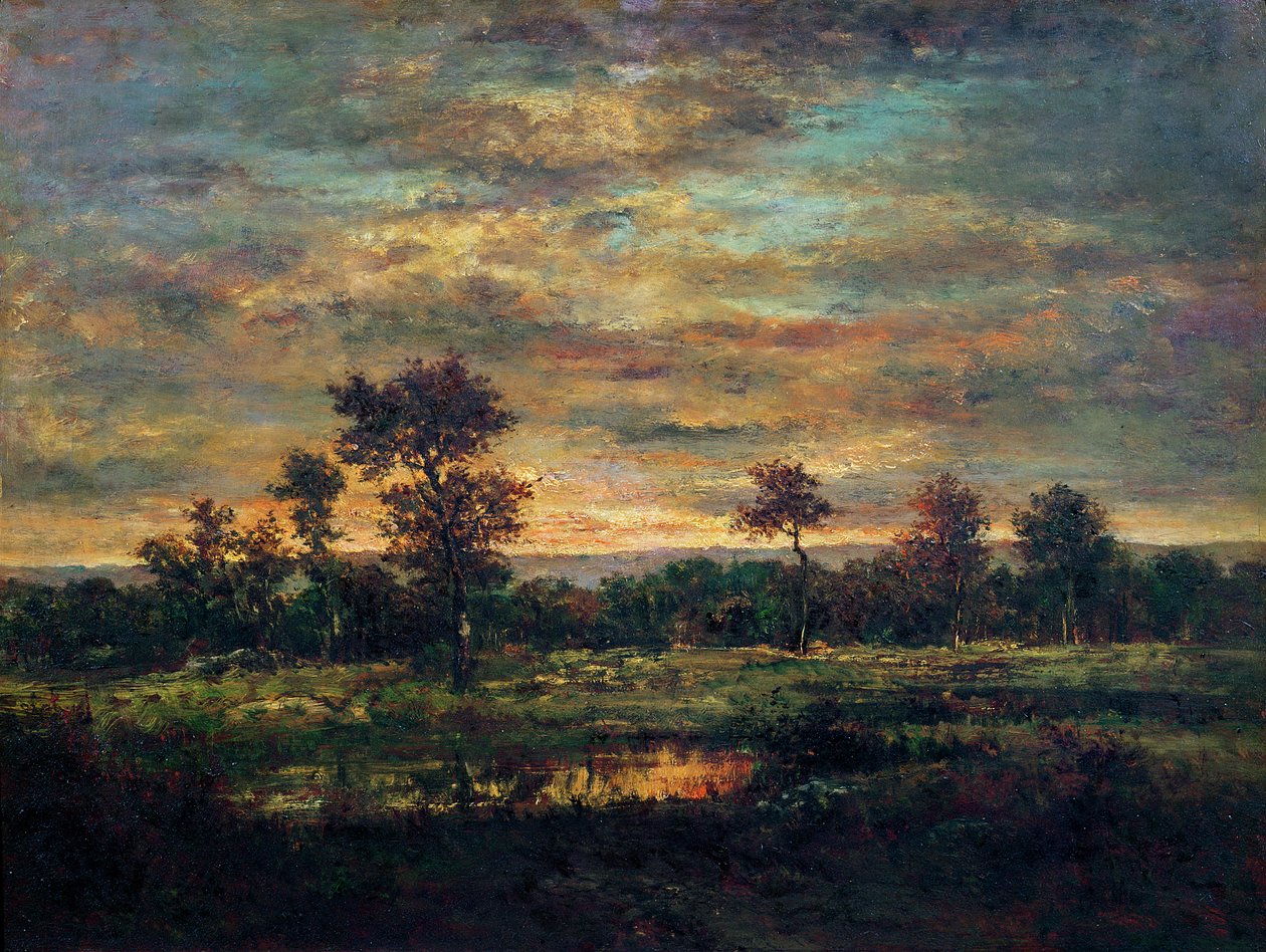 Dam ved kanten av en skog av Pierre Etienne Theodore Rousseau