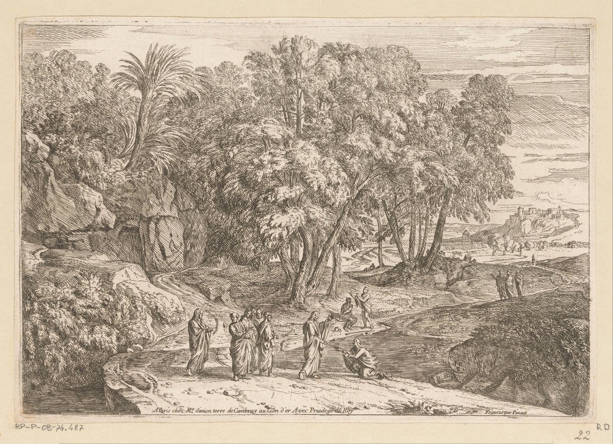 Arkadisk landskap med Kristus og den kanaaneiske kvinnen Suite de Paysages (serietittel) av Théodore