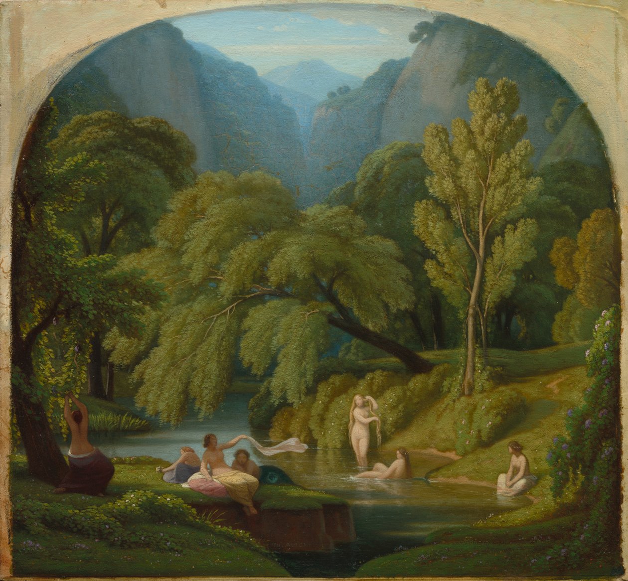 The Bathers, Suvenir of the Banks of the Anio River at Tivoli av Théodore Caruelle d