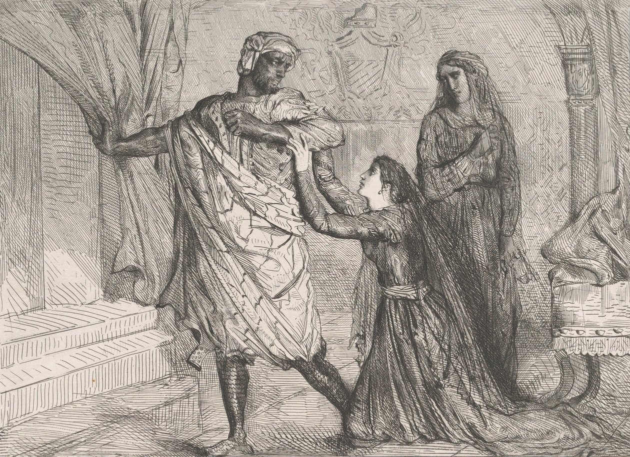 Borte!: plate 7 fra Othello Act 3, Scene 4, etset 1844, gjengitt 1900. av Théodore Chassériau