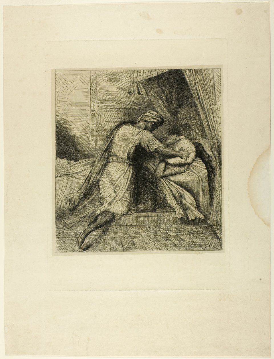 Han kveler henne, tallerken tretten fra Othello av Théodore Chassériau