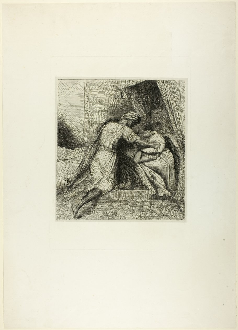 Han kveler henne, tallerken tretten fra Othello av Théodore Chassériau