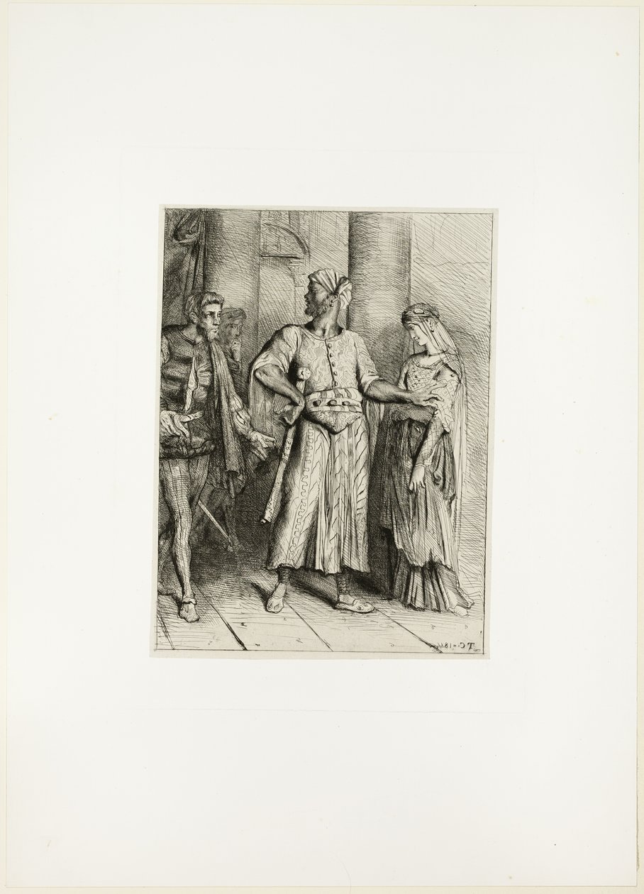 Ærlig Iago, min Desdemona må jeg overlate til deg, tallerken fire fra Othello av Théodore Chassériau
