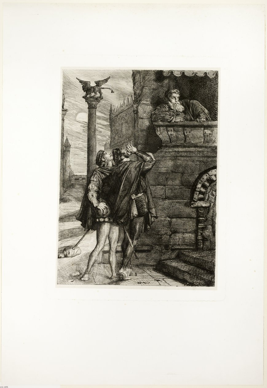 Vekk! hva ho! Brabantio! tyver! tyver!, tallerken en fra Othello av Théodore Chassériau