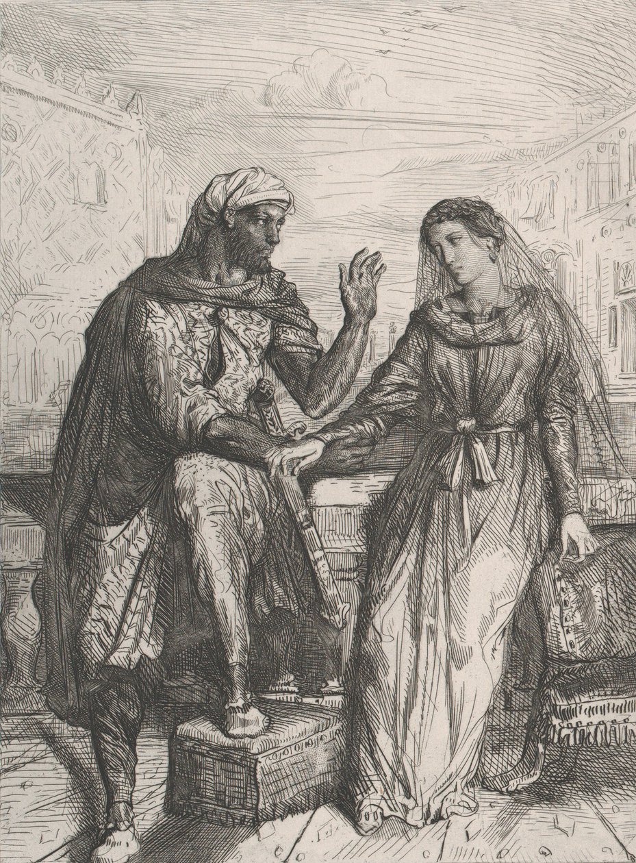 Hun takket meg: plate 2 fra Othello Act 1, Scene 3, 1844. av Théodore Chassériau