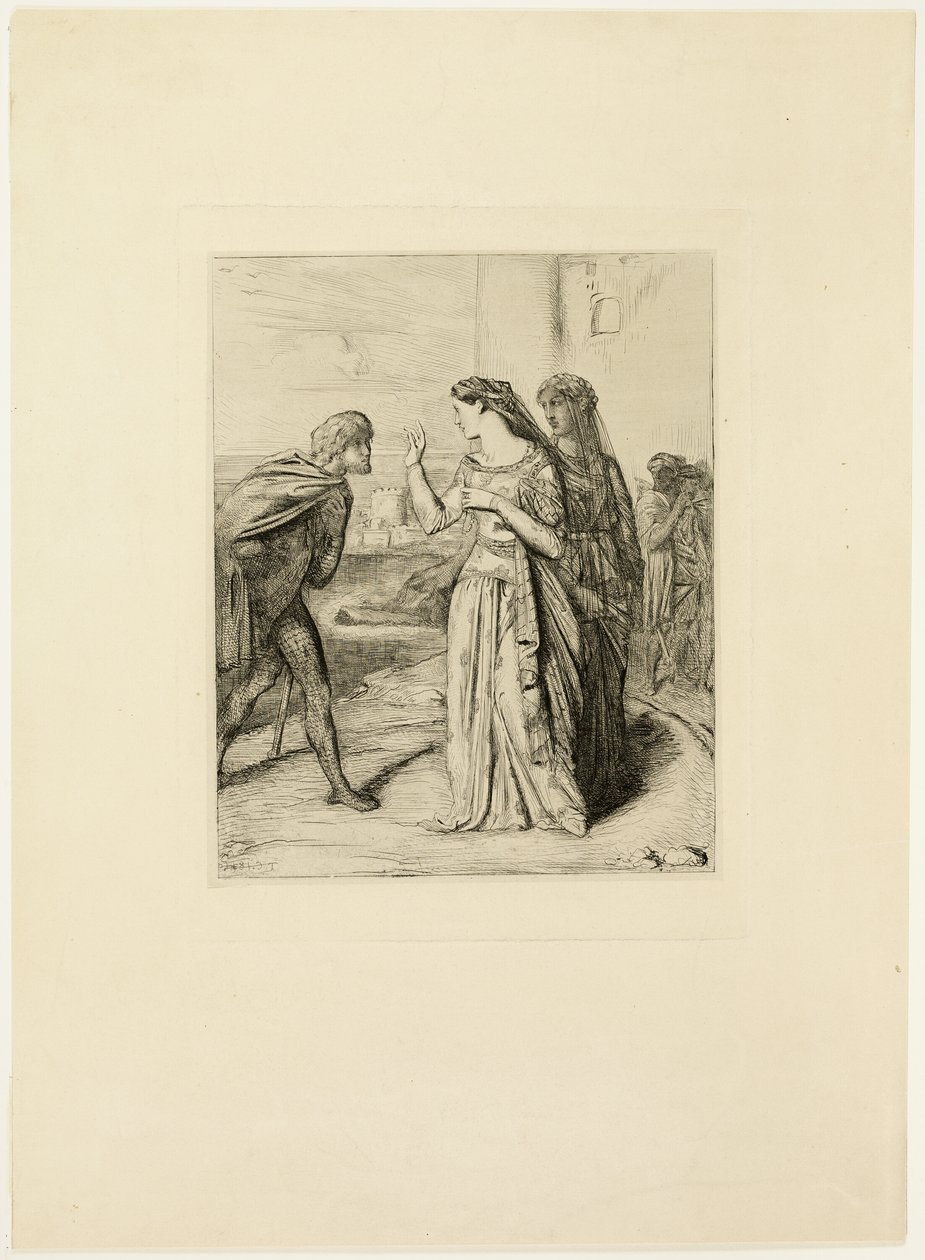 Vær derfor glad, Cassio, tallerken seks fra Othello av Théodore Chassériau