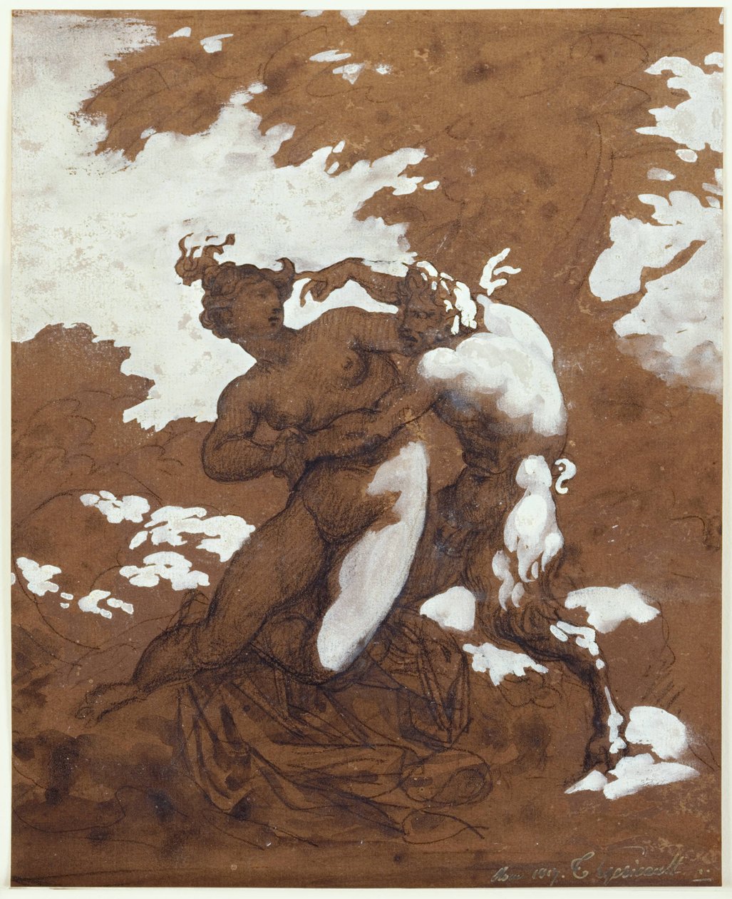 Satyr og nymfe av Theodore Gericault