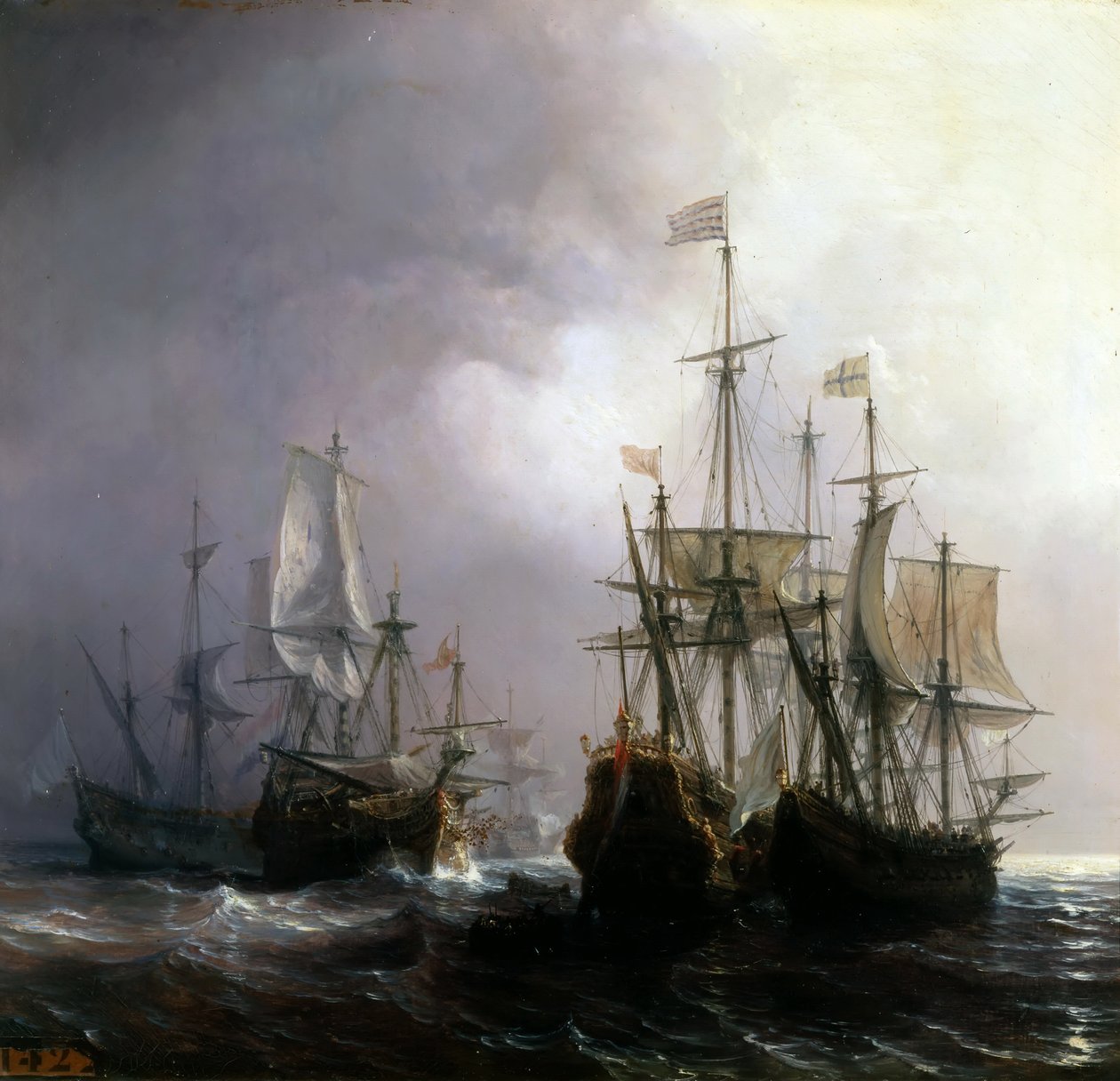 Fangst av tre nederlandske kommersielle fartøyer av de franske skipene Fidèle, Mutine og Jupiter, i 1711 av Jean Antoine Theodore Gudin