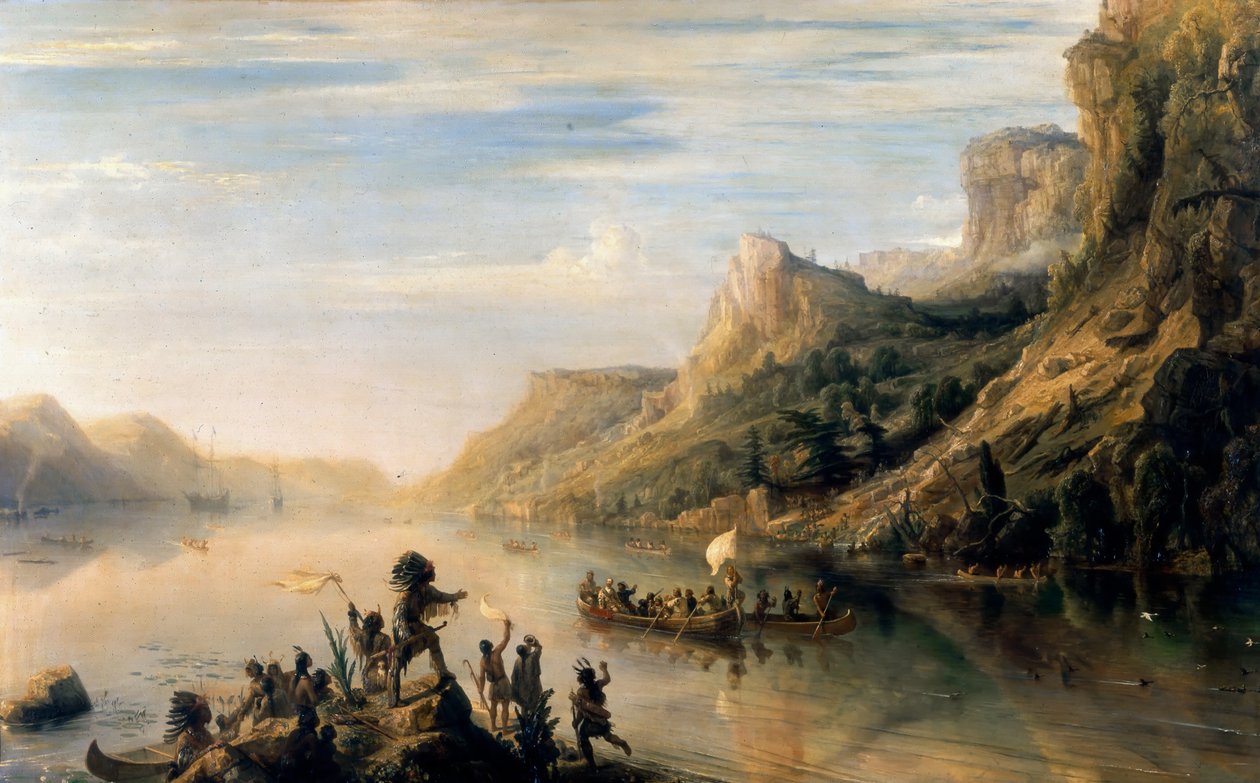 Jacques Cartier oppdaget Saint Lawrence-elven i 1535 av Jean Antoine Theodore Gudin