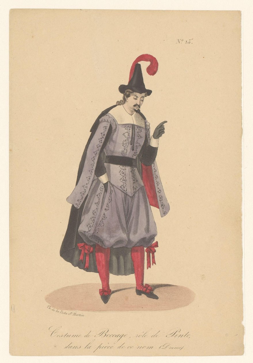 Bocage in de rol van Pinto Costume of Boccage, rollen som Pinto, i stykket med det navnet (Drama) (tittel på objekt) Skuespillere, skuespillerinner i operazangers in hun rol (serietittel) av Théodore Lejeune