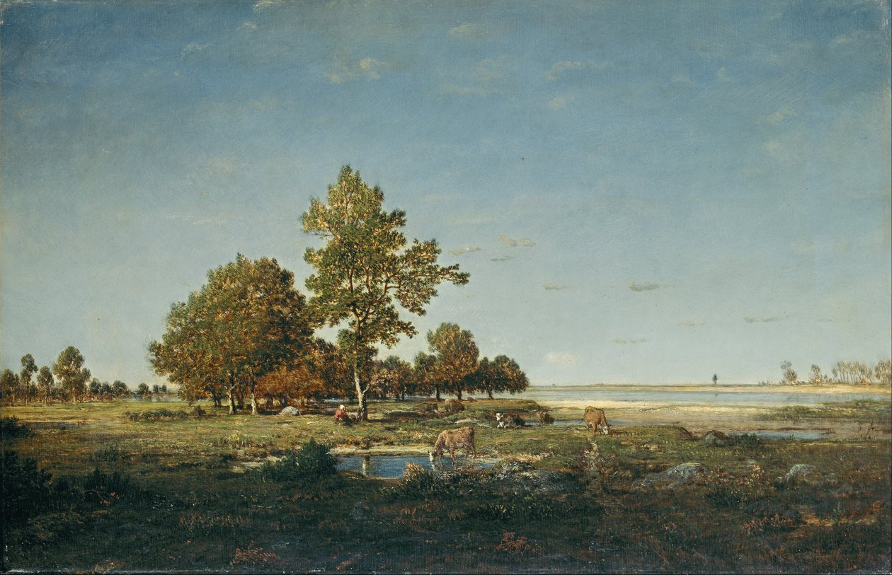 Landskap med en treklump av Pierre Etienne Theodore Rousseau
