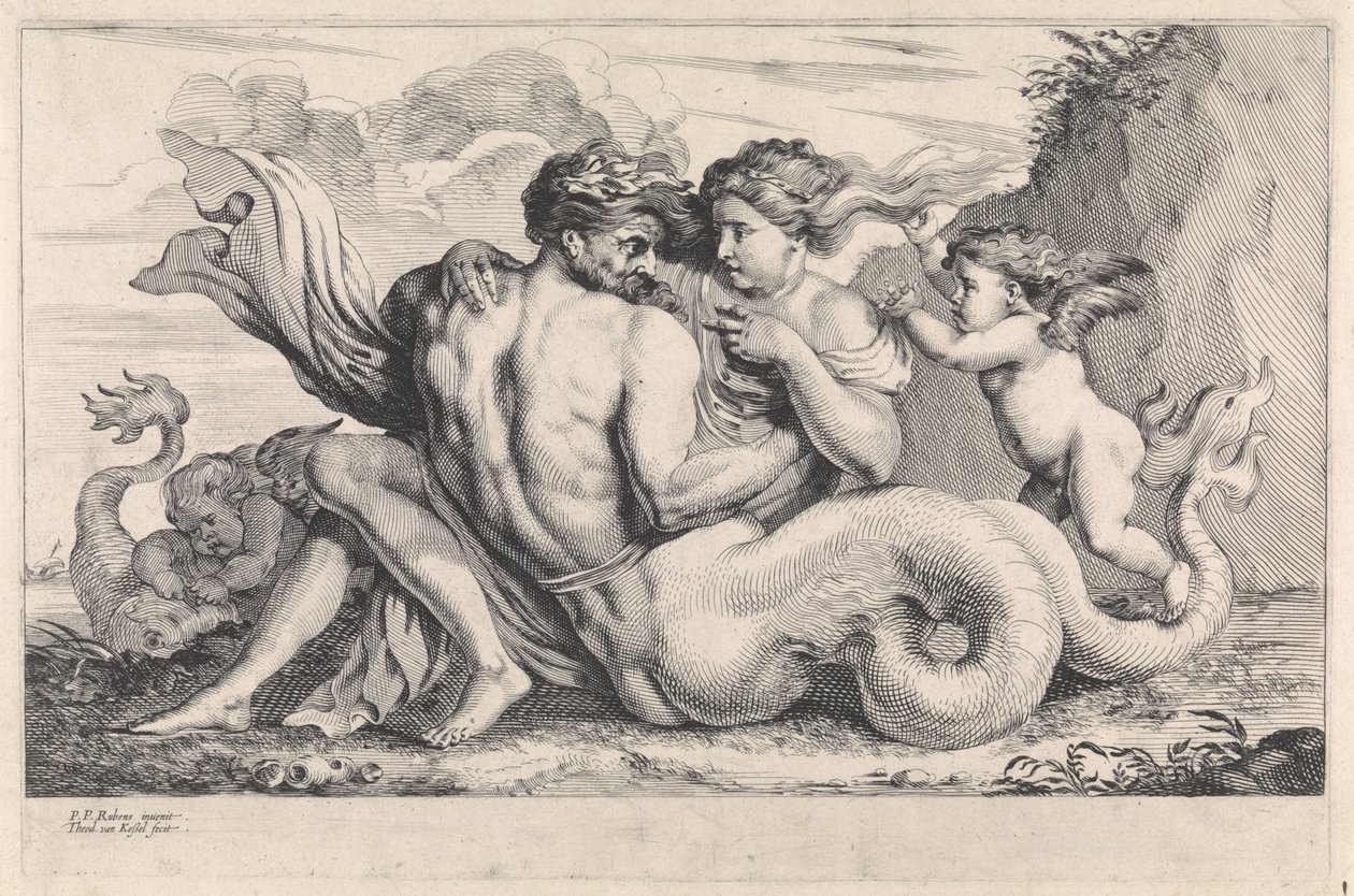 Sirene og triton Mytologiske figurer (serietittel) av Théodorus van Kessel