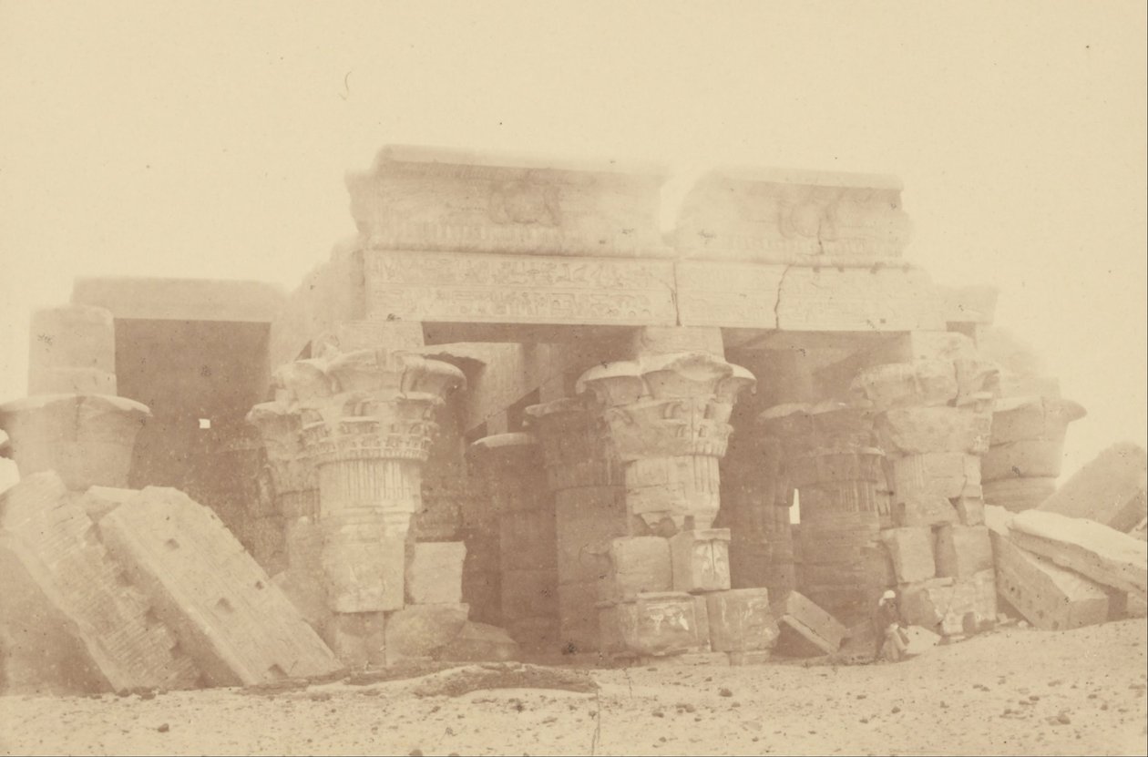 (Nærbilde av søylene i Temple of Ombos) av Théodule Devéria