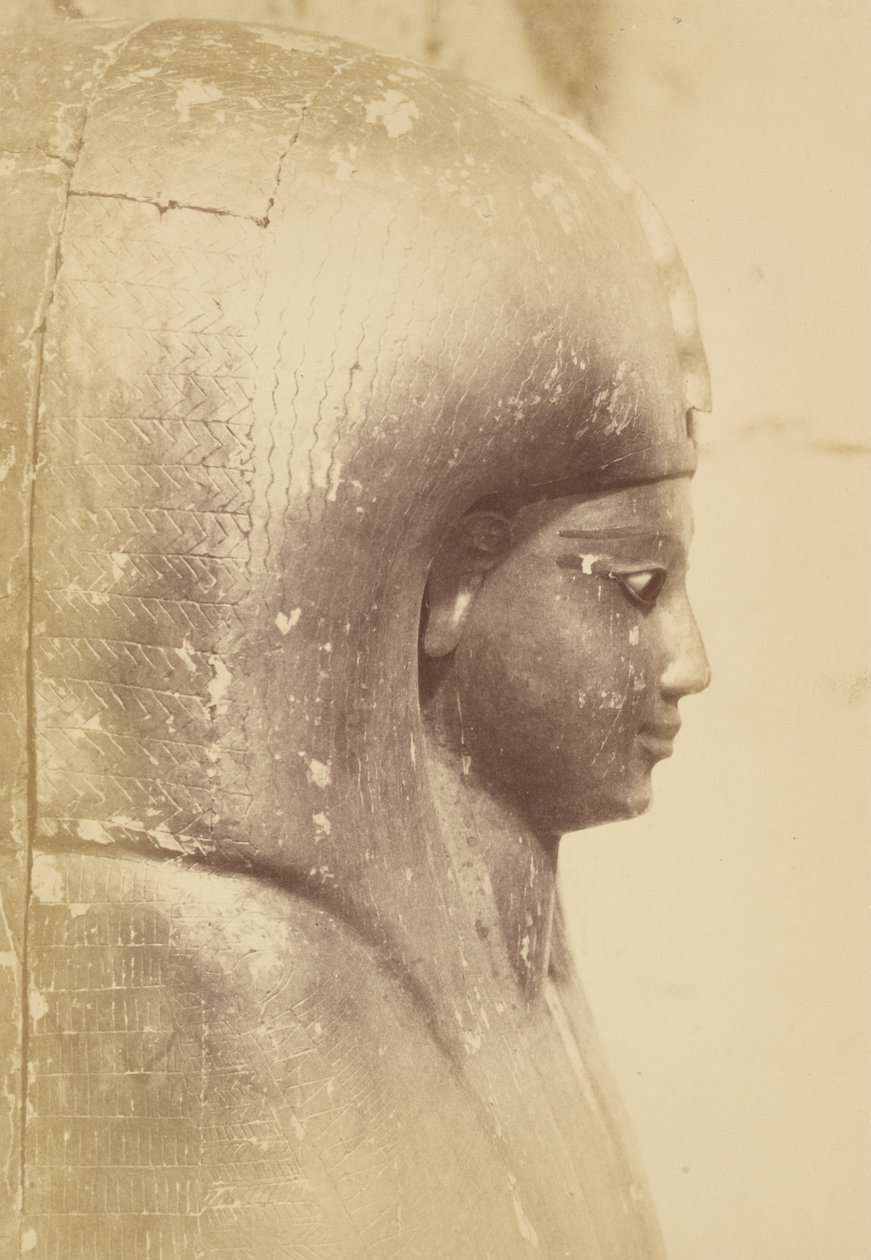 (Nærbilde av sarkofagen til dronningen Aah-Hotep (profil)) av Théodule Devéria