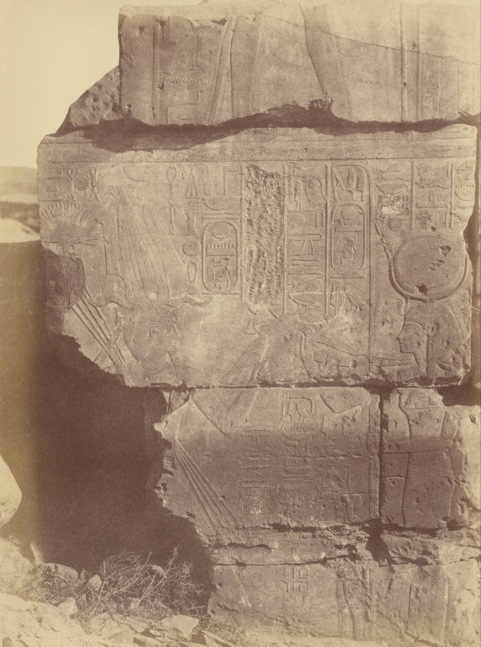 Nærbilde av hieroglyfiske inskripsjoner og skulpturer, Karnak av Théodule Devéria