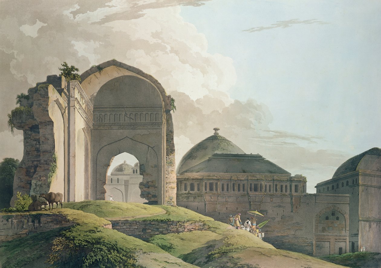 Ruinene av palasset i Madurai, 1798 av Thomas und William Daniell