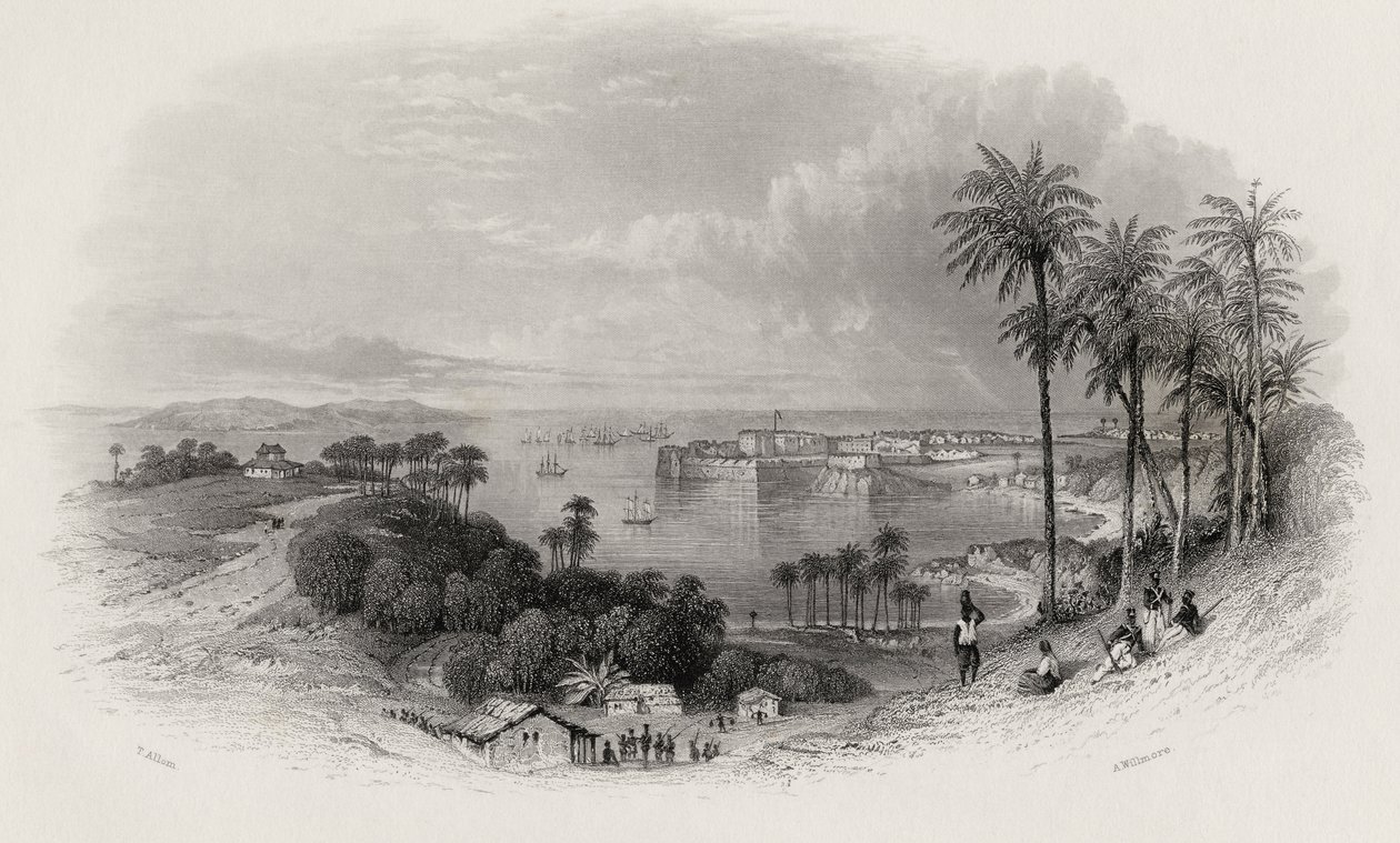 Bombay India, gravert av A. Willmore (1814-88) av Thomas Allom
