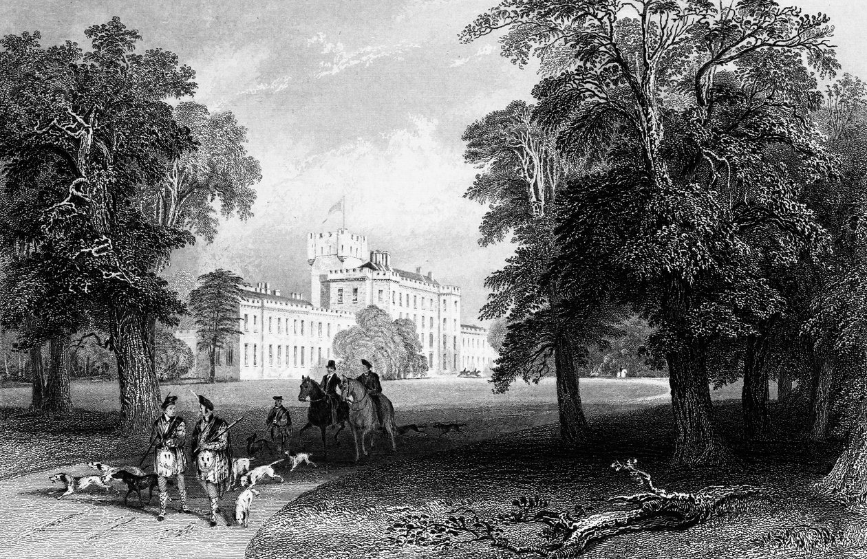 Castle Gordon, gravert av Robert Sands, 1837 av Thomas Allom