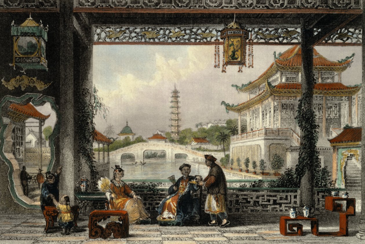 Pavilion and Gardens of a Mandarin nær Peking, fra 