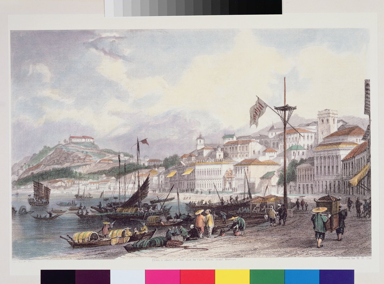 Praia Grande, Macau, ca. 1850 av Thomas Allom