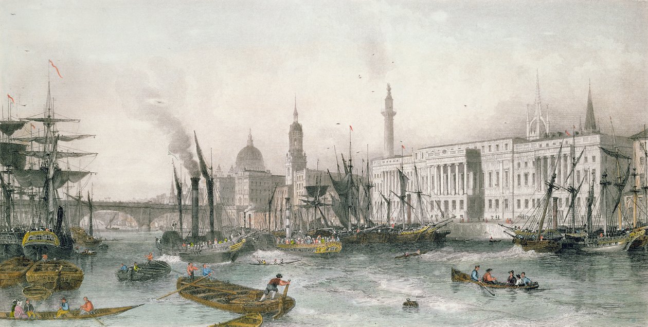 The Port of London (fargegravering) av Thomas Allom