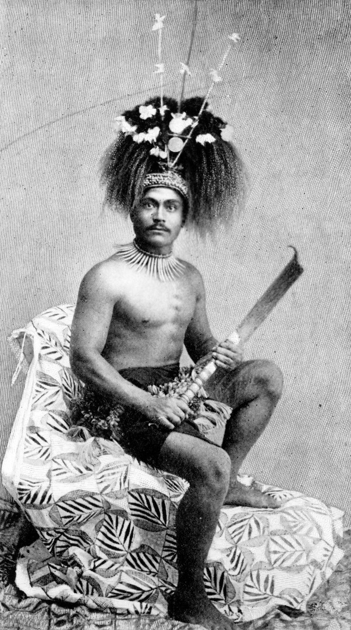 Talolo, iført den seremonielle kjolen til en manaia, ca. 1895 av Thomas Andrew