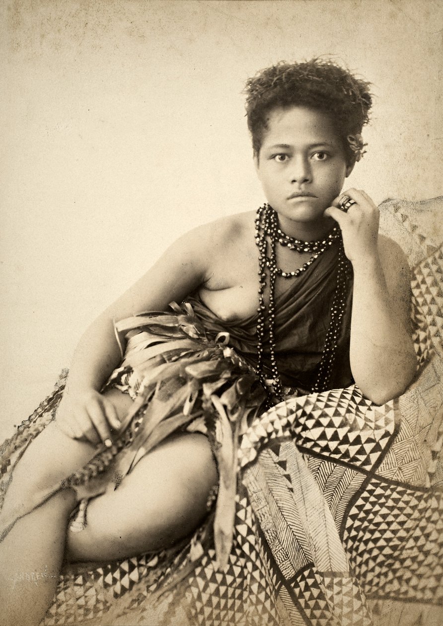 Kvinne, Samoa (albumintrykk) av Thomas Andrew