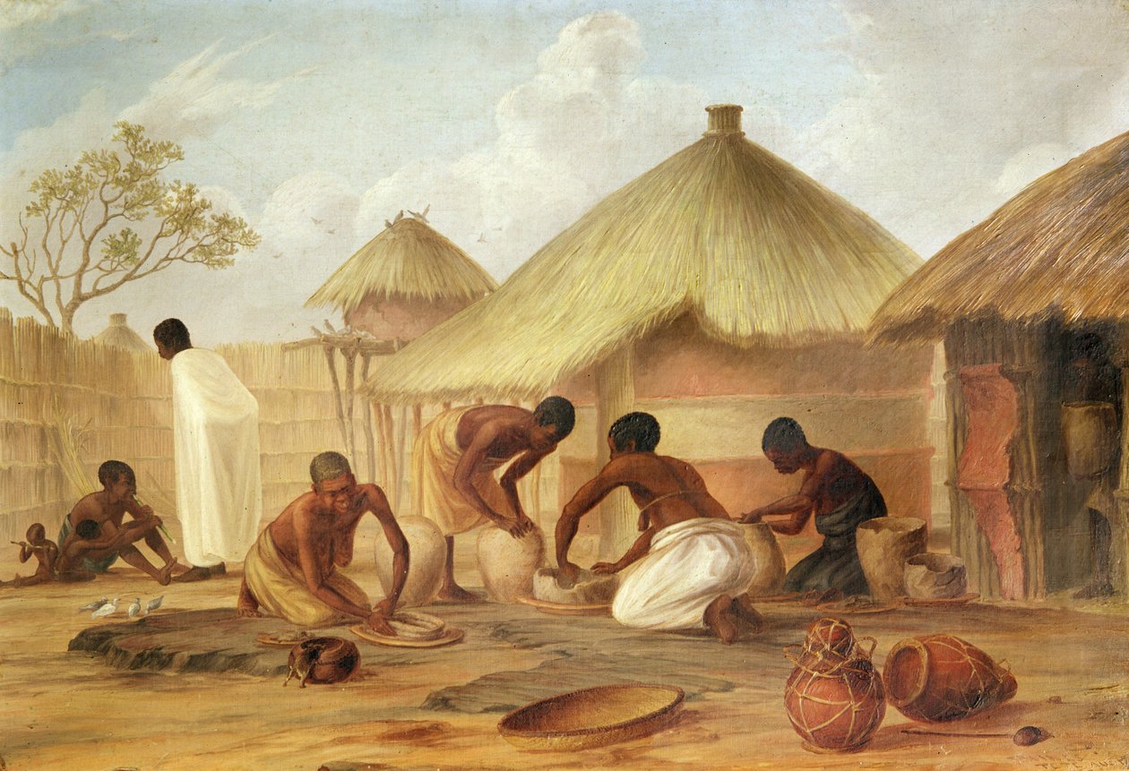 Produksjon av sukker i Katipo - Lage panelene eller pottene for å inneholde det, 1859 av Thomas Baines
