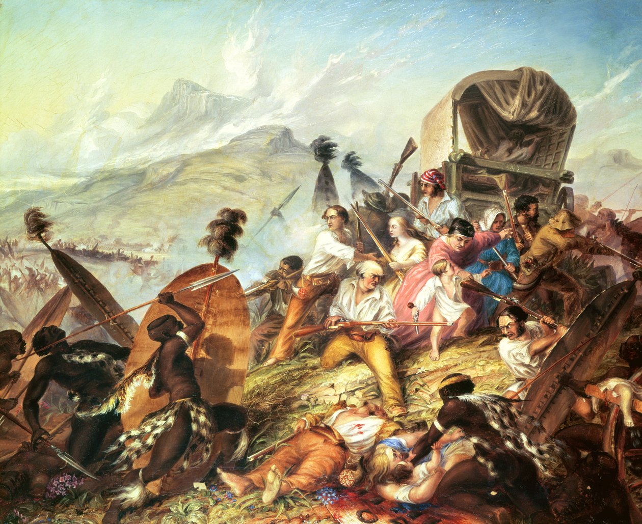 Slaget ved Blauwkrantz, 1838 av Thomas Baines