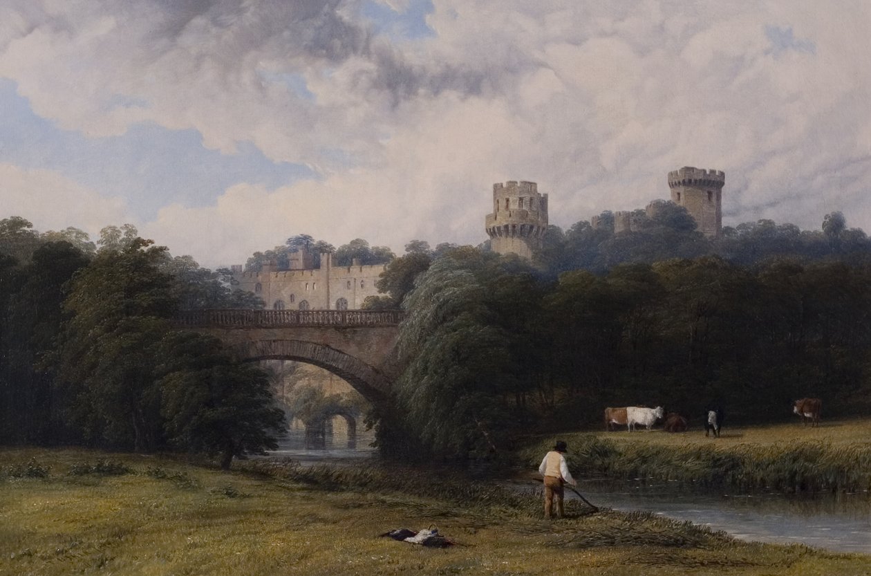 Warwick Castle, fra elven, 1842 av Thomas Baker