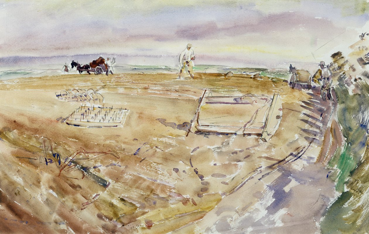 Upland Field med harver (wc på papir) av Thomas Barclay Hennell