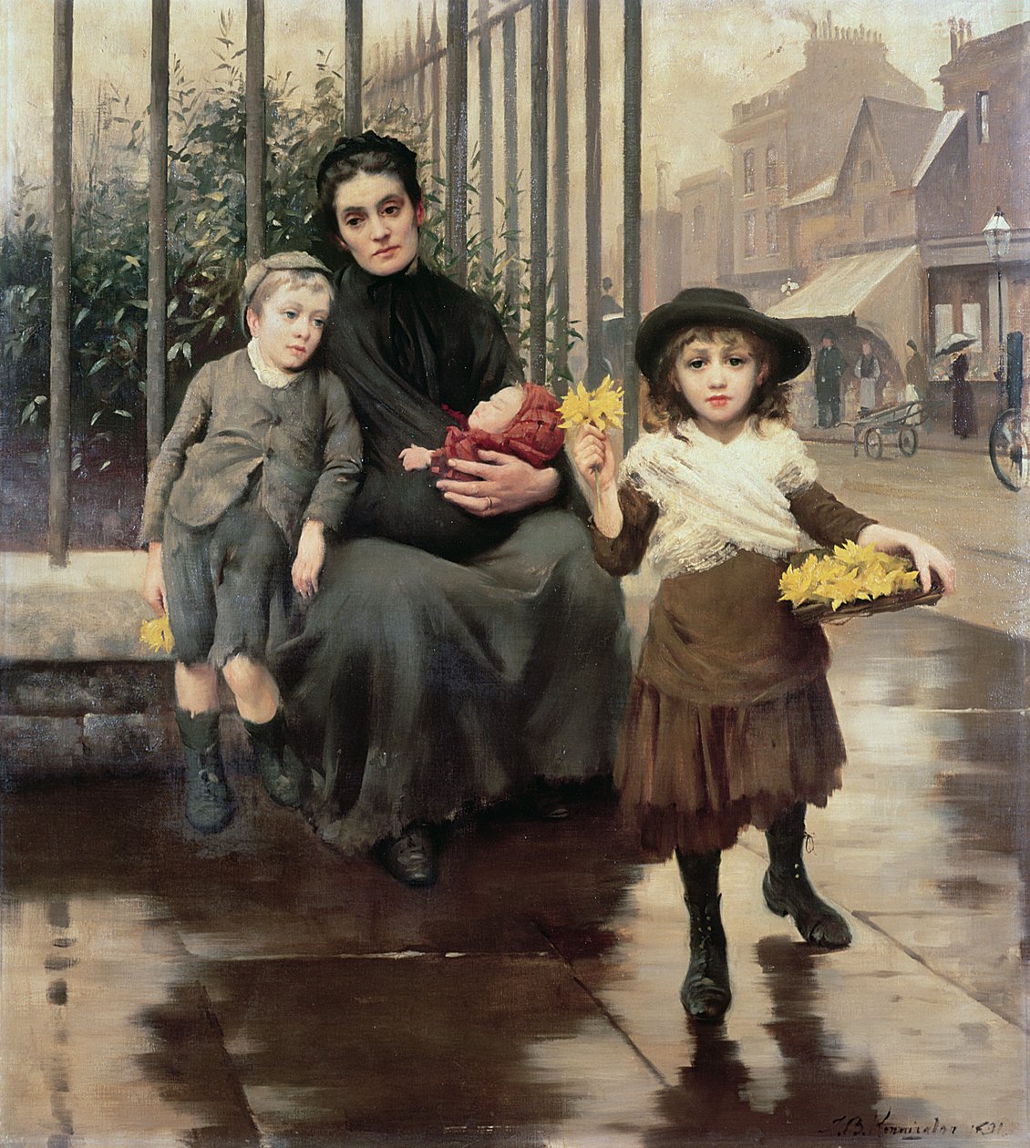 The Pinch of Poverty, 1891 av Thomas Benjamin Kennington