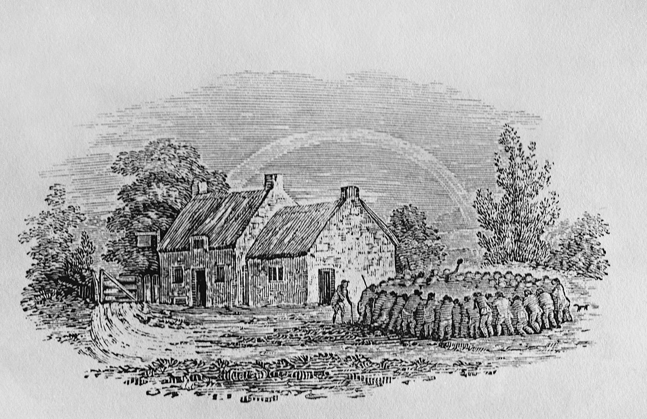 Hanekamp utenfor et vertshus, ca. 1801, fra 