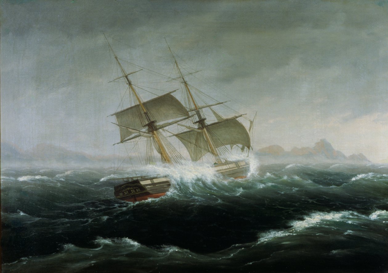 Seilfartøy i et tungt hav av Thomas Birch