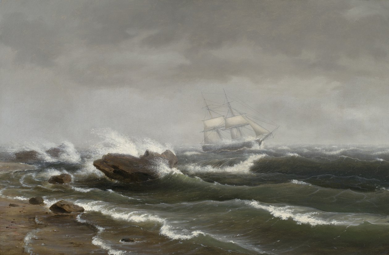 Skip i en storm, 1841 av Thomas Birch