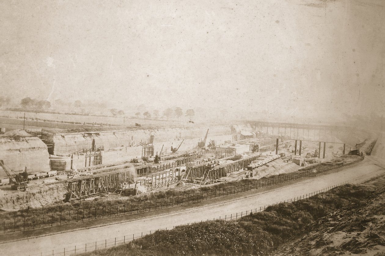 Lage Latchford-låser, utsikt fra Embankment (sepia-bilde) av Thomas Birtles