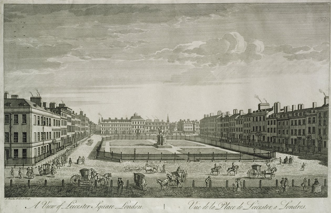 Utsikt over Leicester Square, 1753 av Thomas Bowles