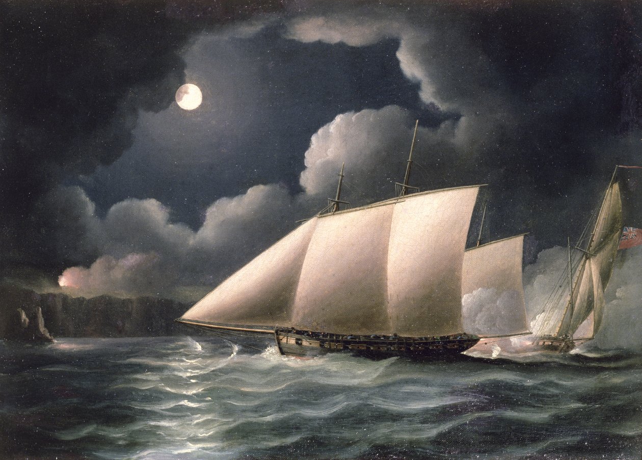 Smugglers og Revenue Cutter av Thomas Buttersworth