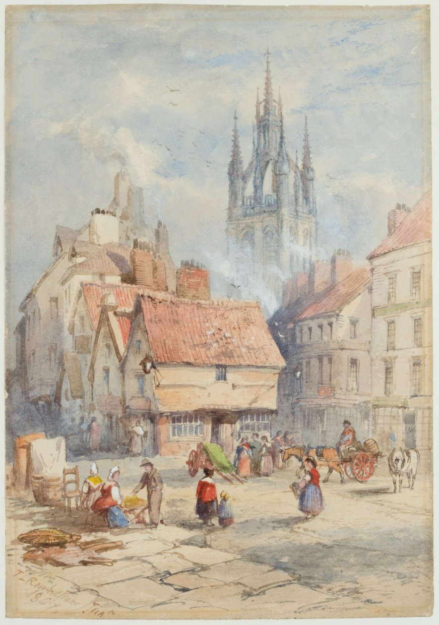 Middle Street, Newcastle upon Tyne (blekk og akvarell på papir) av Thomas Charles Leeson Rowbotham