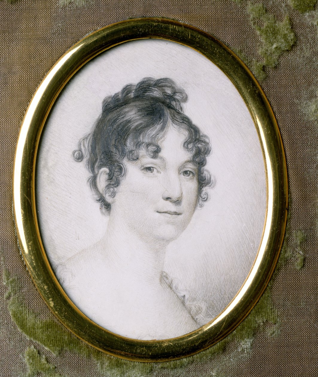 Dolley Madison (1768-1849) (blyant på elfenben) av Thomas Christian Lubbers