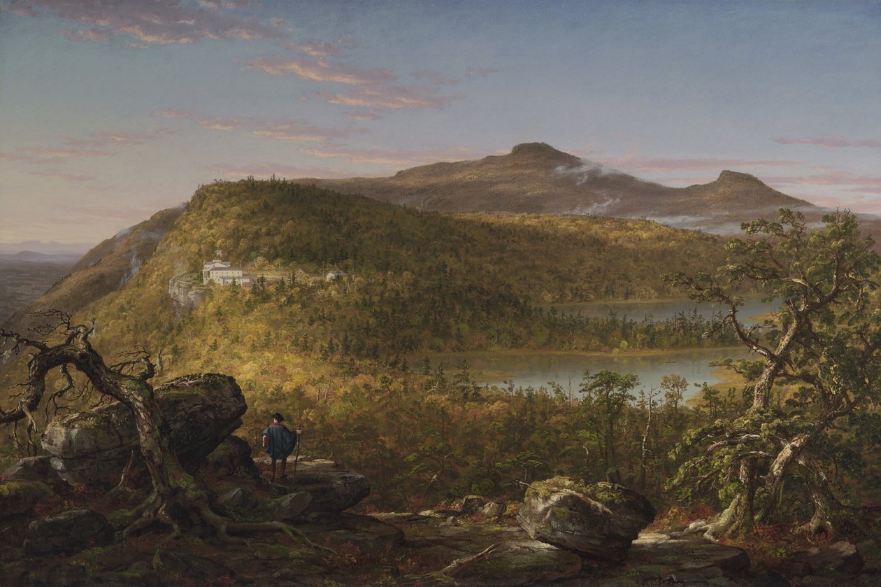 A View of the Two Lakes and Mountain House, Catskill Mountains, Morning (1844) av Thomas Cole