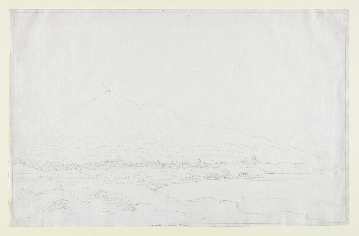 Catania og Etna, Sicilia, ca. 1832 av Thomas Cole