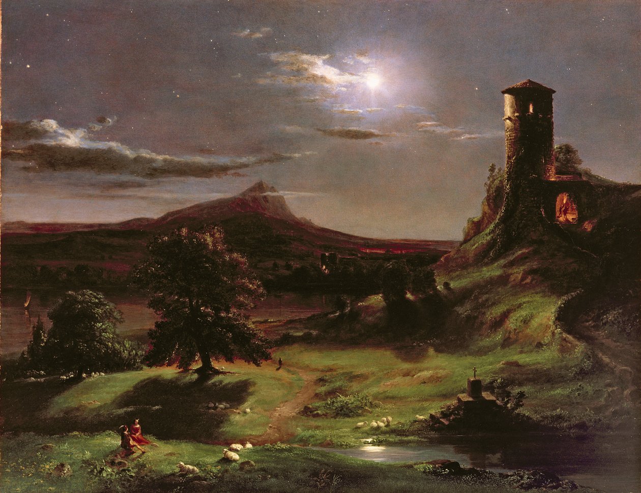 Landskap (måneskinn), ca. 1833-34 av Thomas Cole